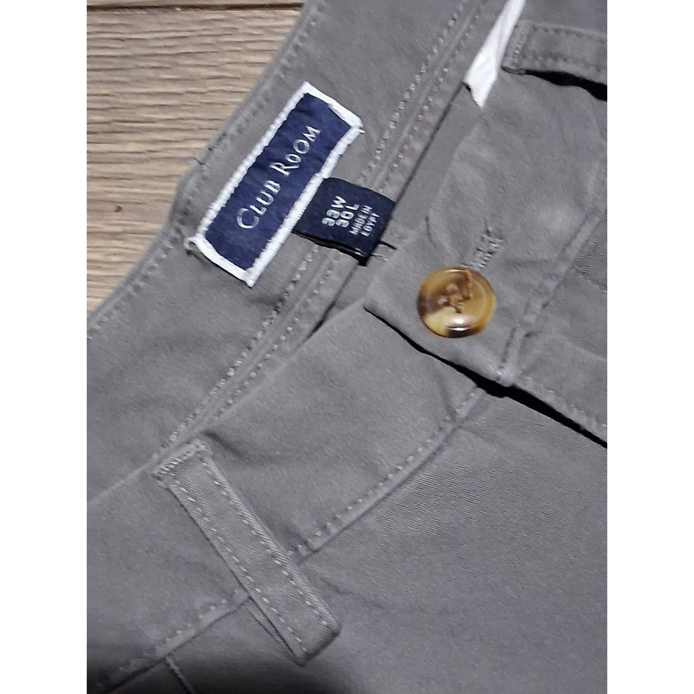 Club Room Men's Gray Flat Front Twill Cotton Casual Pants Regular Fit 33W 30L